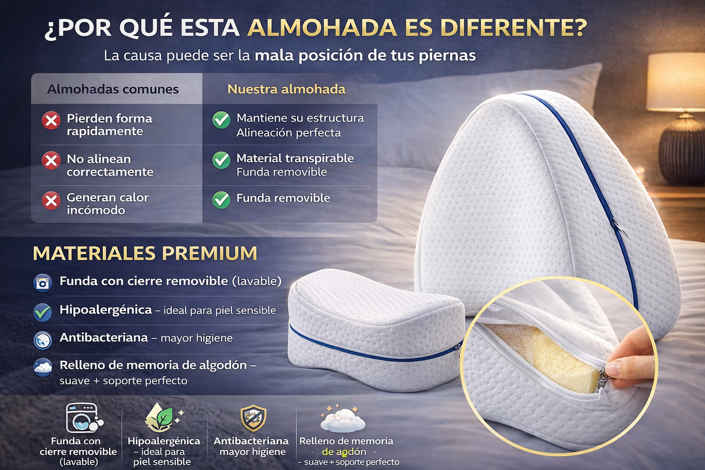Almohada Ortopedica para Piernas - El soporte perfecto que tu cuerpo necesita - Oferta 2x1