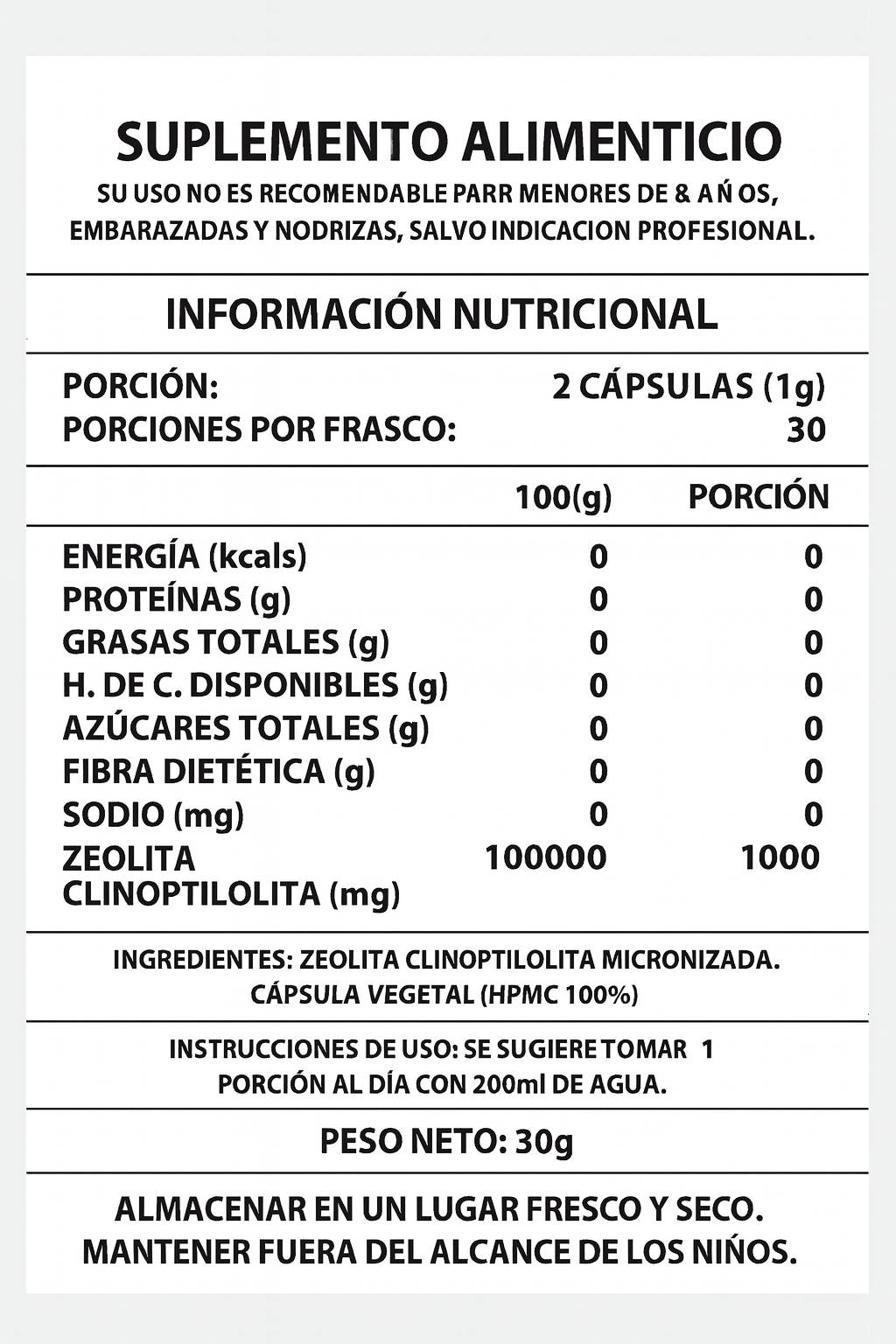 Zeolita 60 Cápsulas - Desintoxica, desinflama y recupera tu energía desde adentro.