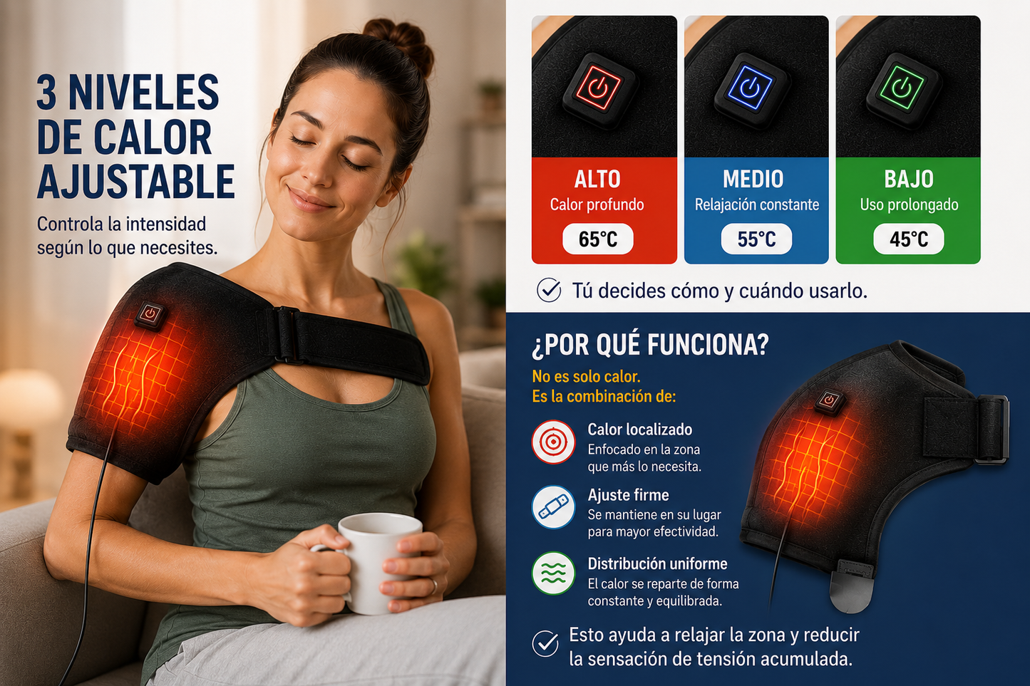 Hombrera Térmica para Hombros - Un momento real de alivio profundo