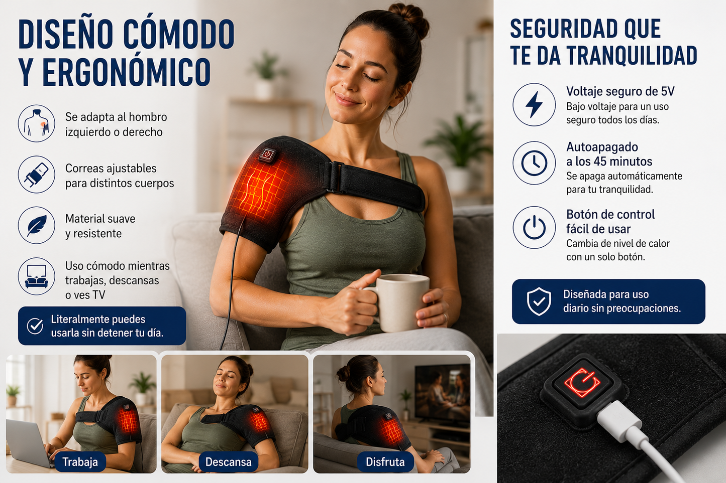 Hombrera Térmica para Hombros - Un momento real de alivio profundo