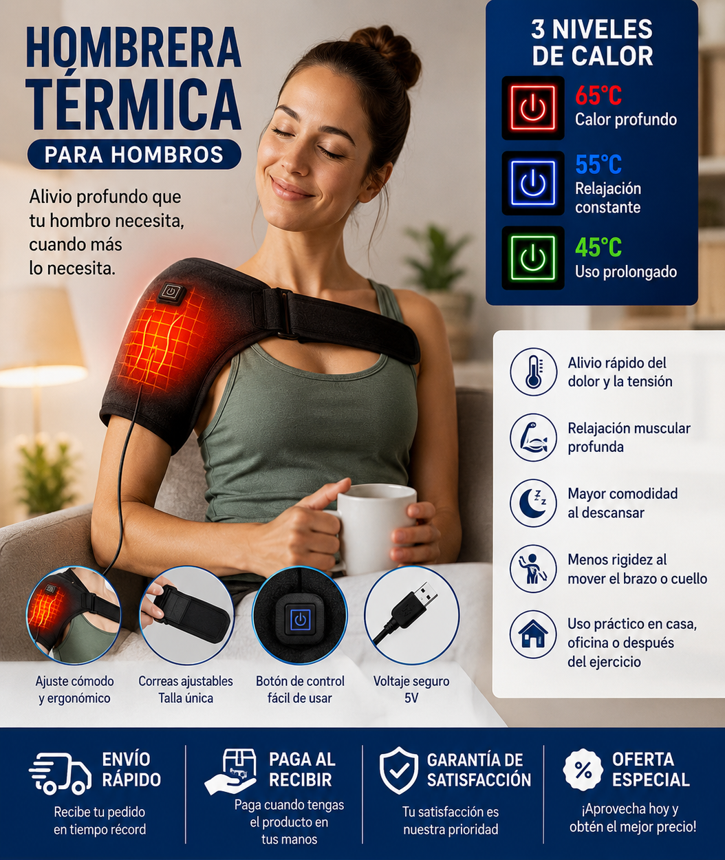 Hombrera Térmica para Hombros - Un momento real de alivio profundo