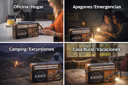 Radio Portátil Retro WAXIBA® – ¡Energía, Música y Luz en un Solo Dispositivo!