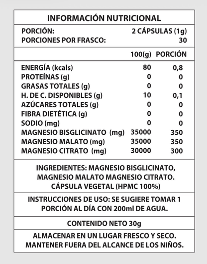 Magnesio Complex 60 Cápsulas - Apoya músculos, sistema nervioso y energía