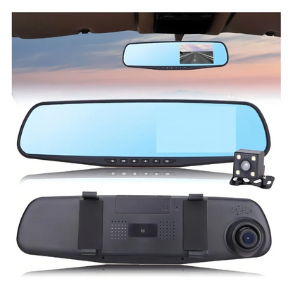 Espejo Retrovisor con DASHCAM + Cámara Trasera FULL HD Impermeable