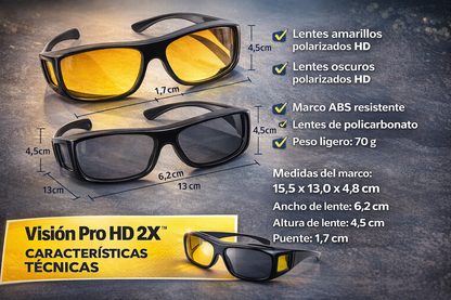 Lentes de Visión Pro HD – 2 Gafas HD Visión (Día y Noche)