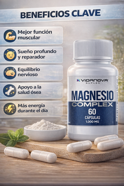 Magnesio Complex 60 Cápsulas - Apoya músculos, sistema nervioso y energía