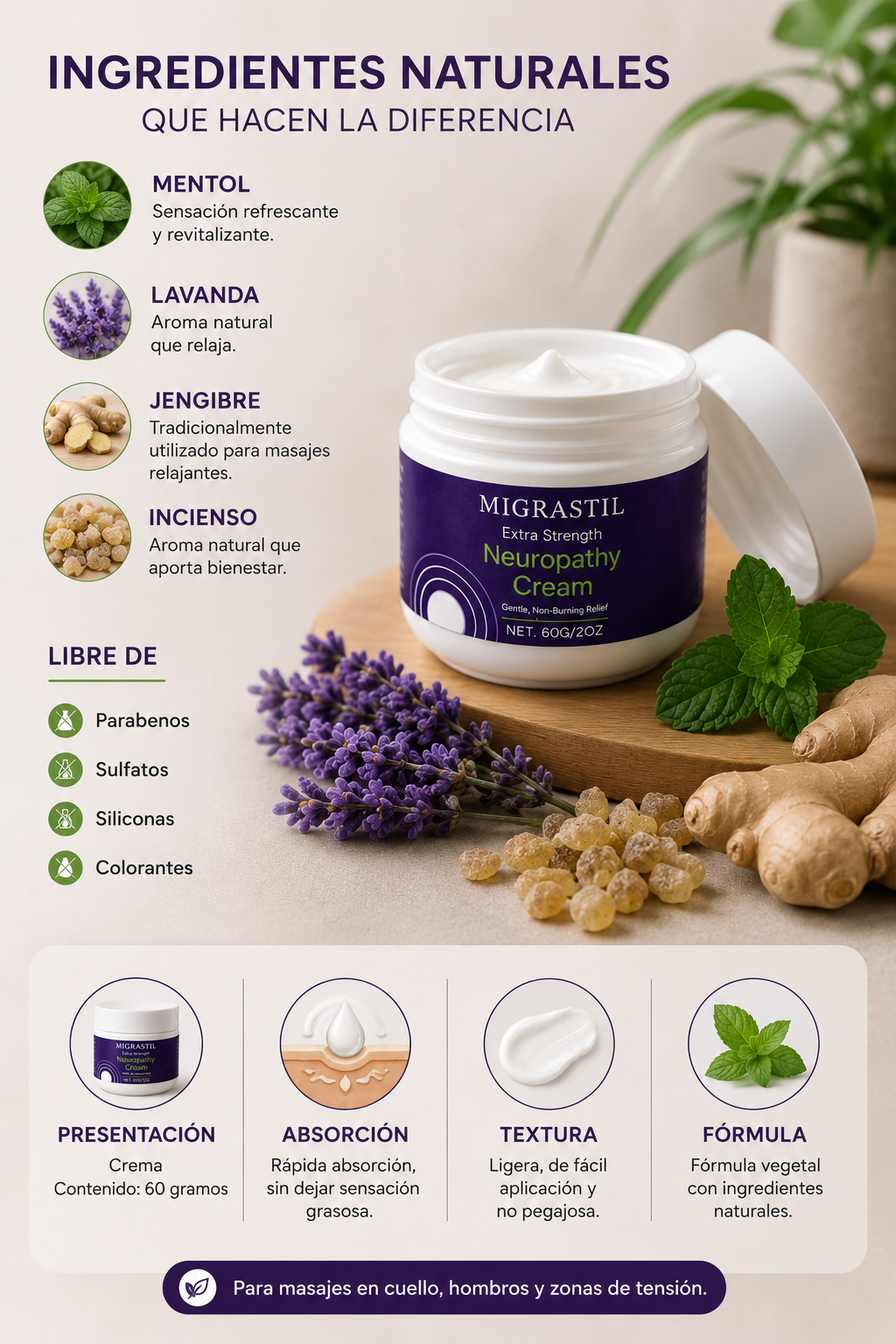 Migrastil Crema Calmante 60g - Haz del masaje relajante parte de tu rutina