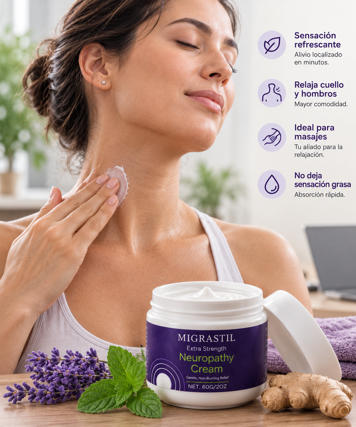 Migrastil Crema Calmante 60g - Haz del masaje relajante parte de tu rutina