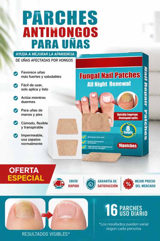 Parches Antihongos de Uñas - Pack 16 Unidades - Recupera el aspecto saludable de tus uñas sin complicaciones