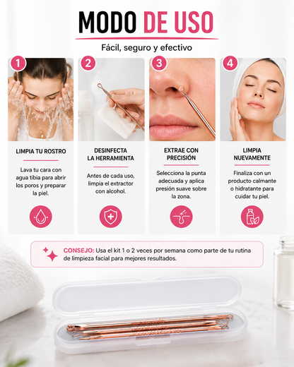 Kit de Pinzas Ultrafinas para Espinillas 8 Piezas - Limpieza profesional sin salir de casa