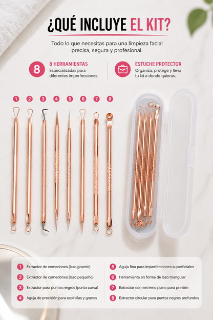 Kit de Pinzas Ultrafinas para Espinillas 8 Piezas - Limpieza profesional sin salir de casa