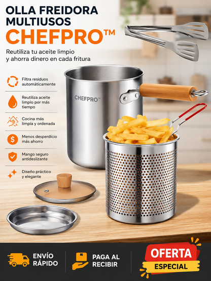 Freidora Multiuso ChefPro - Acero inoxidable resistentes y prácticos de lavar