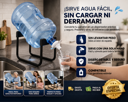Soporte Rack Para Bidon De Agua Negro - Sirve agua fácil, sin cargar ni derramar